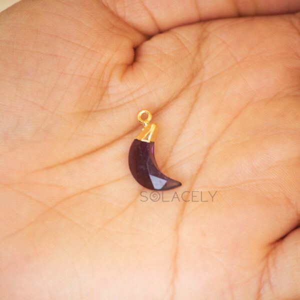Amethyst Moon Shape Electroplated Pendant - Image 3