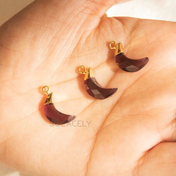 Amethyst Moon Shape Electroplated Pendant - Image 2