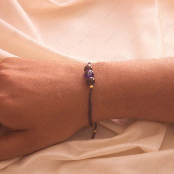 Evil Eye And Black Tourmaline Beads Rakhi - Image 4