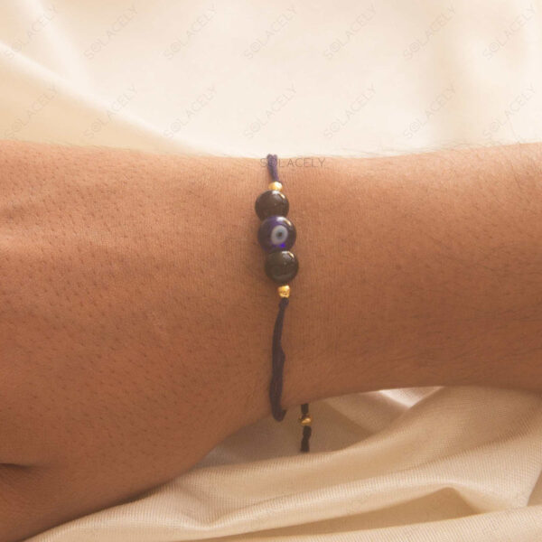 Evil Eye And Black Tourmaline Beads Rakhi - Image 2