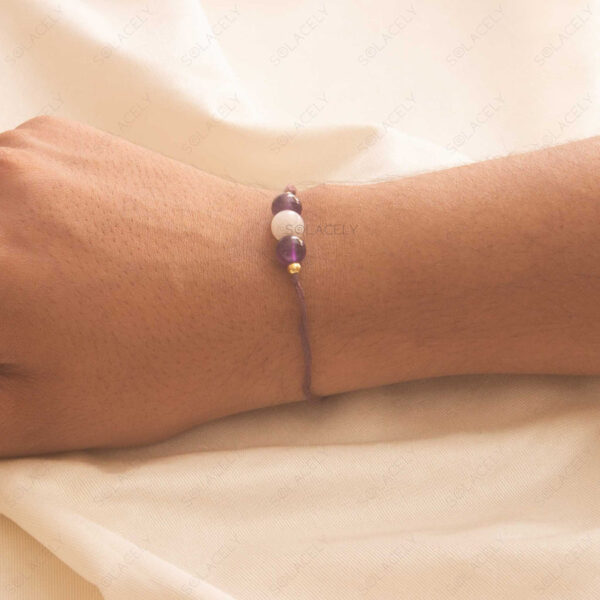 Moonstone and Amethyst Beads Rakhi - Image 4