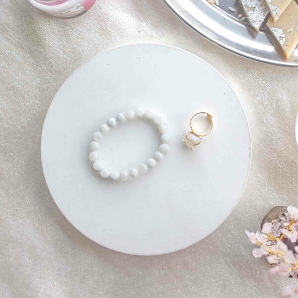moonstone ring and moonstone bracelet rakhi hamper for sister