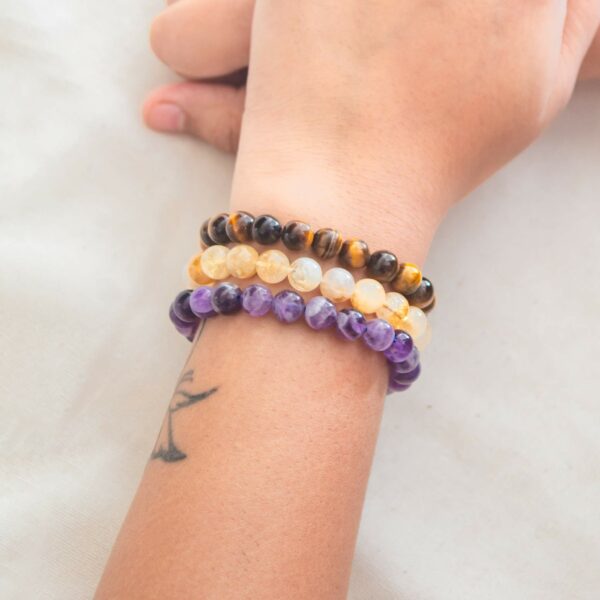 amethyst, citrine and tigers eye 8 mm study bracelet