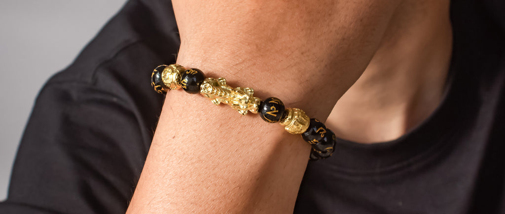 feng shui pixiu black obsidian bracelet