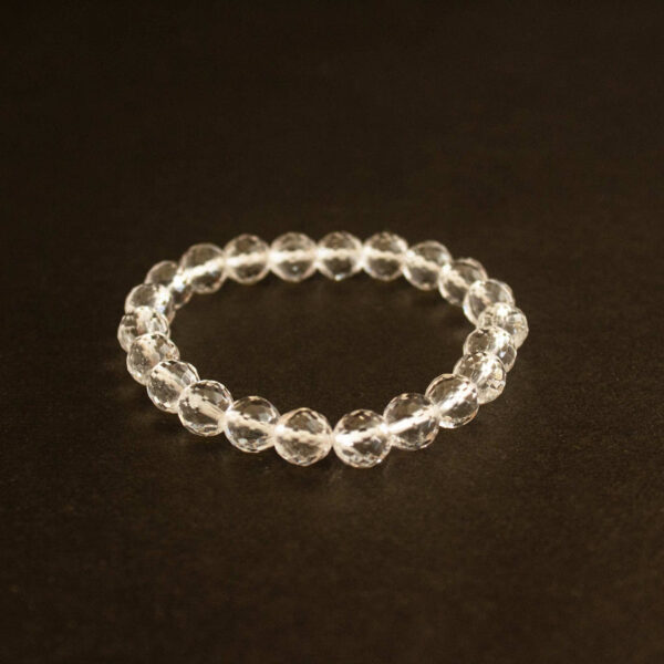 Clear Quartz Faceted Bracelet - 8mm Beads - Image 3