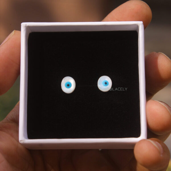 Evil Eye Sterling Silver Stud Earrings - Image 5