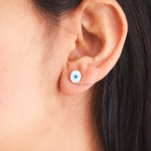 Evil Eye Sterling Silver Stud Earrings - Image 3