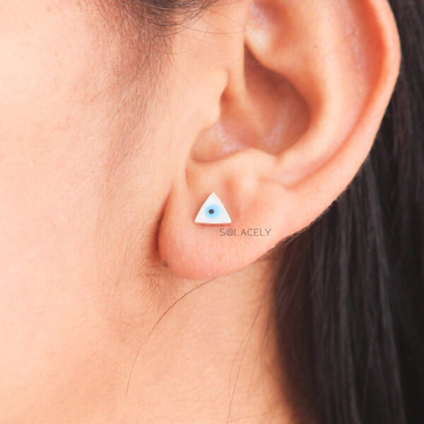 Evil Eye Sterling Silver Stud Earrings - Image 2