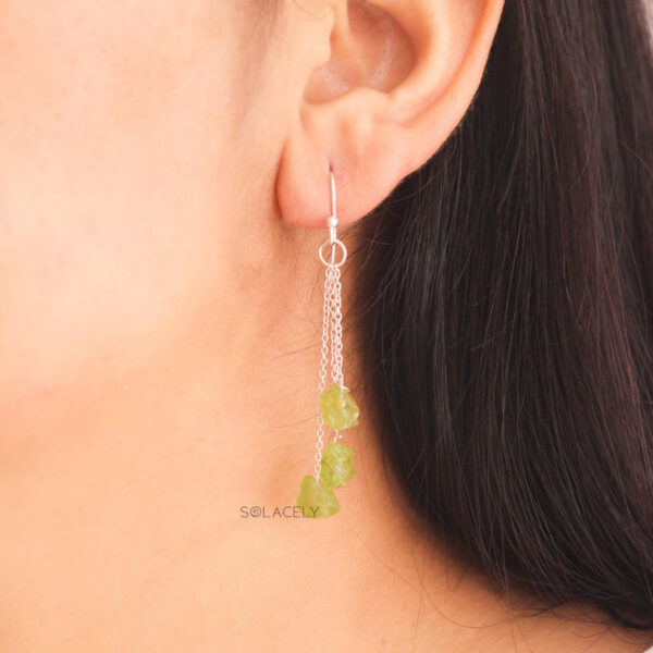 Peridot Triple Chain Drop Earrings - Sterling Silver