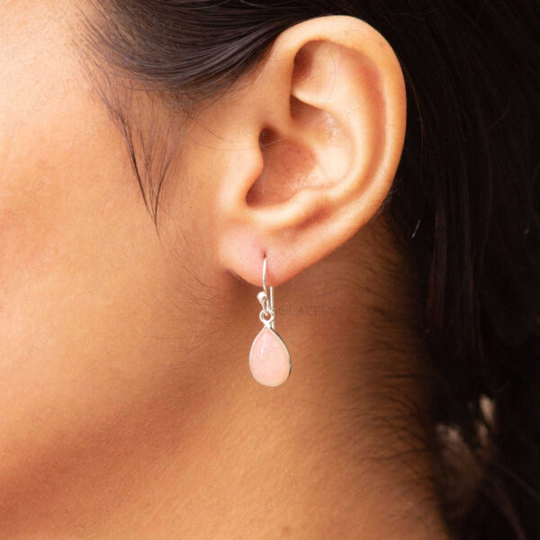Rose Quartz Sterling Silver Drop Earrings - Image 2