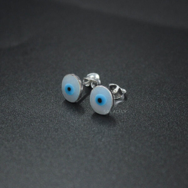 Evil Eye Sterling Silver Stud Earrings - Image 6