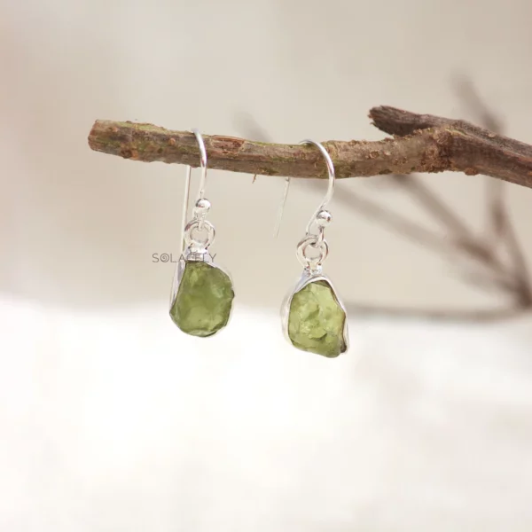 Raw Crystal Sterling Silver Drop Earrings - Image 4