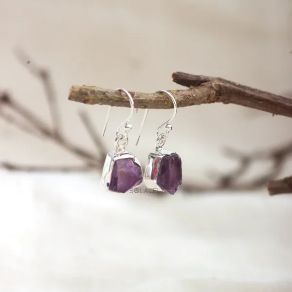 Raw Crystal Sterling Silver Drop Earrings - Image 6