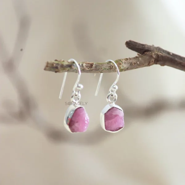 Raw Crystal Sterling Silver Drop Earrings - Image 8