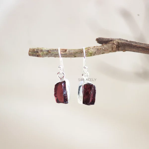 Raw Crystal Sterling Silver Drop Earrings