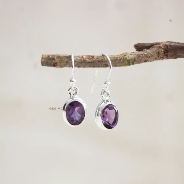 Dainty Oval Shape Sterling Silver Crystal Earrings - Image 2