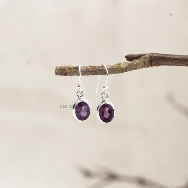 Dainty Oval Shape Sterling Silver Crystal Earrings - Image 8