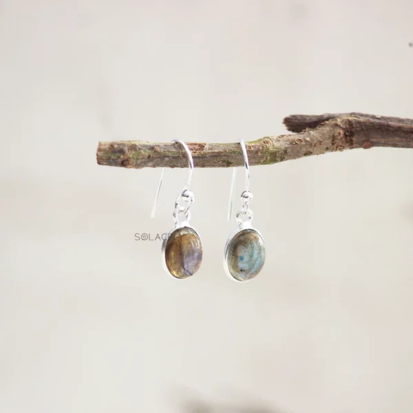 Dainty Oval Shape Sterling Silver Crystal Earrings - Image 10