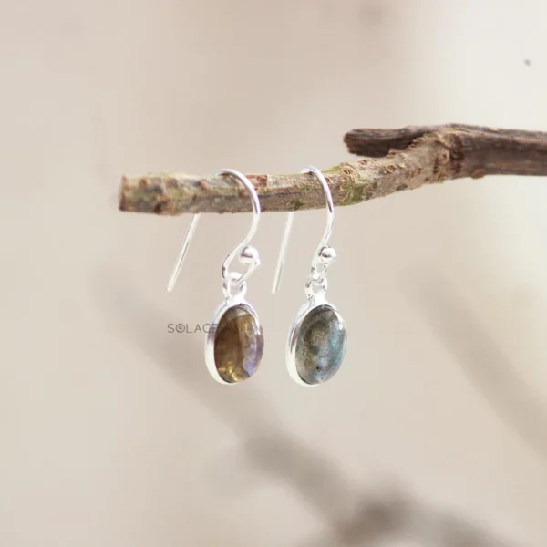 Dainty Oval Shape Sterling Silver Crystal Earrings - Image 9