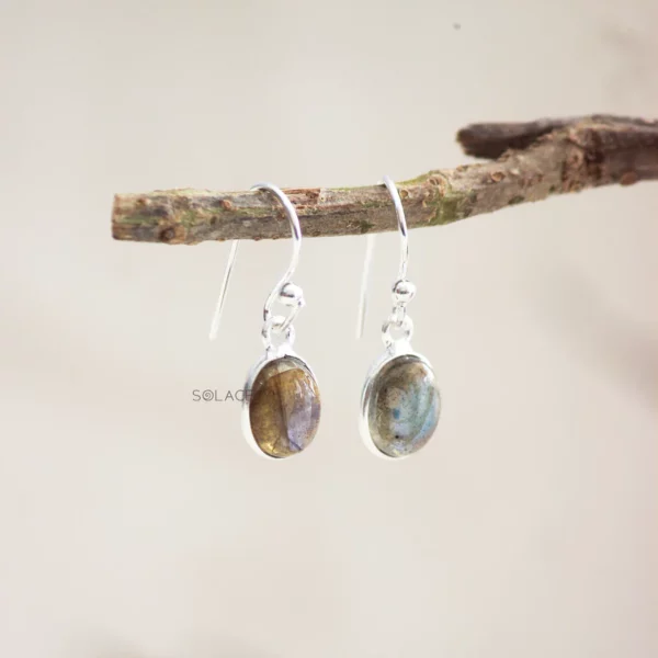 Dainty Oval Shape Sterling Silver Crystal Earrings - Image 7