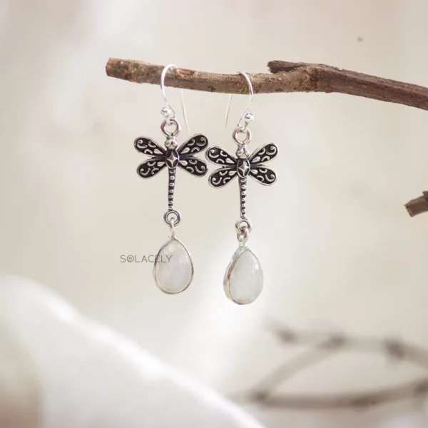 Dragonfly Sterling Silver Oxidized Crystal Earrings - Image 12