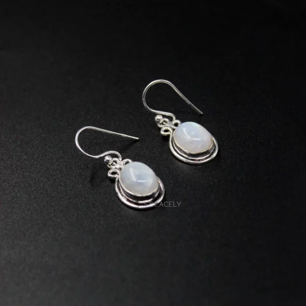 Moonstone Sterling Silver Crystal Earrings - Image 7