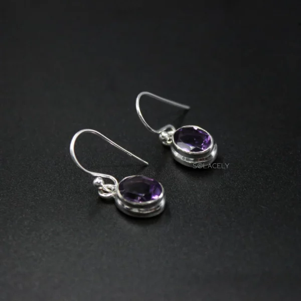 Dainty Oval Shape Sterling Silver Crystal Earrings - Image 5
