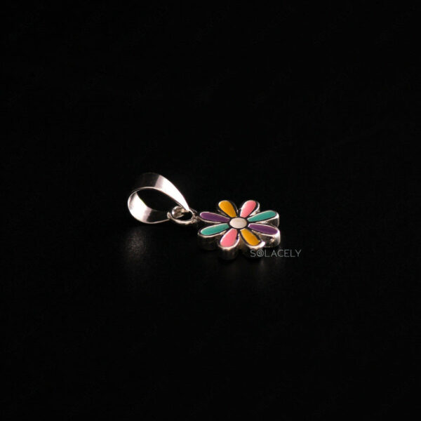 Kid's Sterling Silver Flower Charm Pendant - Image 2