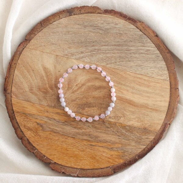 Angelite, Rose Quartz & Moonstone Bracelet - Image 4